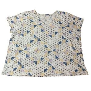 Sonoma Goods For Life The Everyday Tee 3X Patchwork Floral Print V-Neck